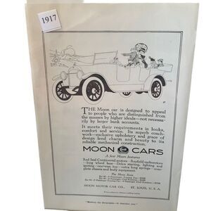 Vintage 1917 Moon Cars Moon Motor Car Company St Louis Ad Advertisement